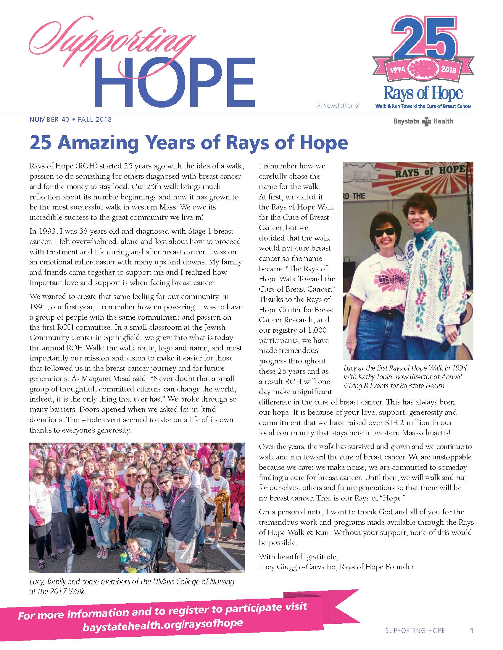 Supporting Hope Fall 2018 Front Cover