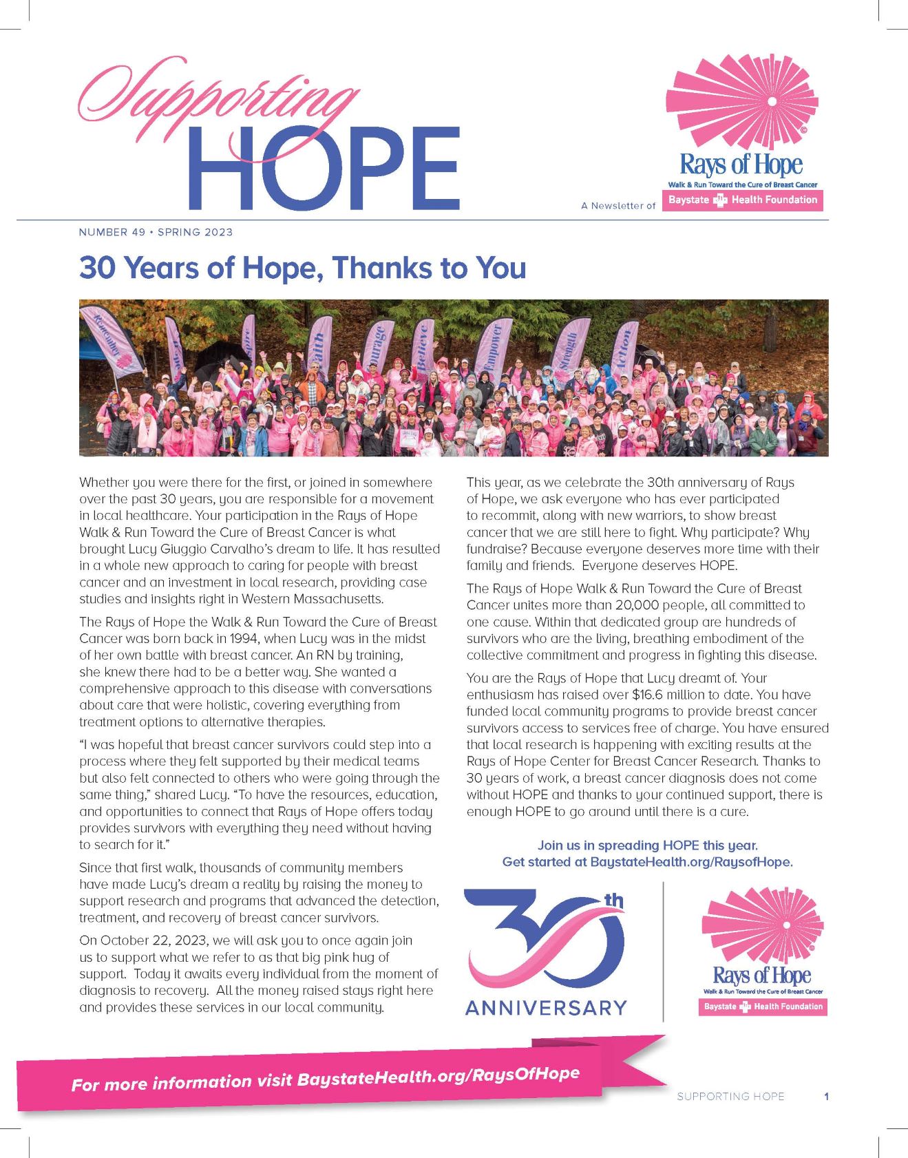 Supporting Hope Spring 2023 Front Cover